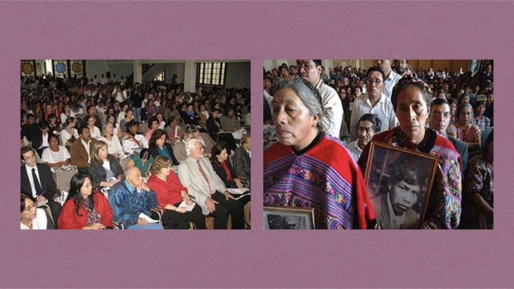 Scene of the tribunal (Photo from: Left - Matsui Yayori Award website; Right - Japan & Latin America Cooperation Network website)