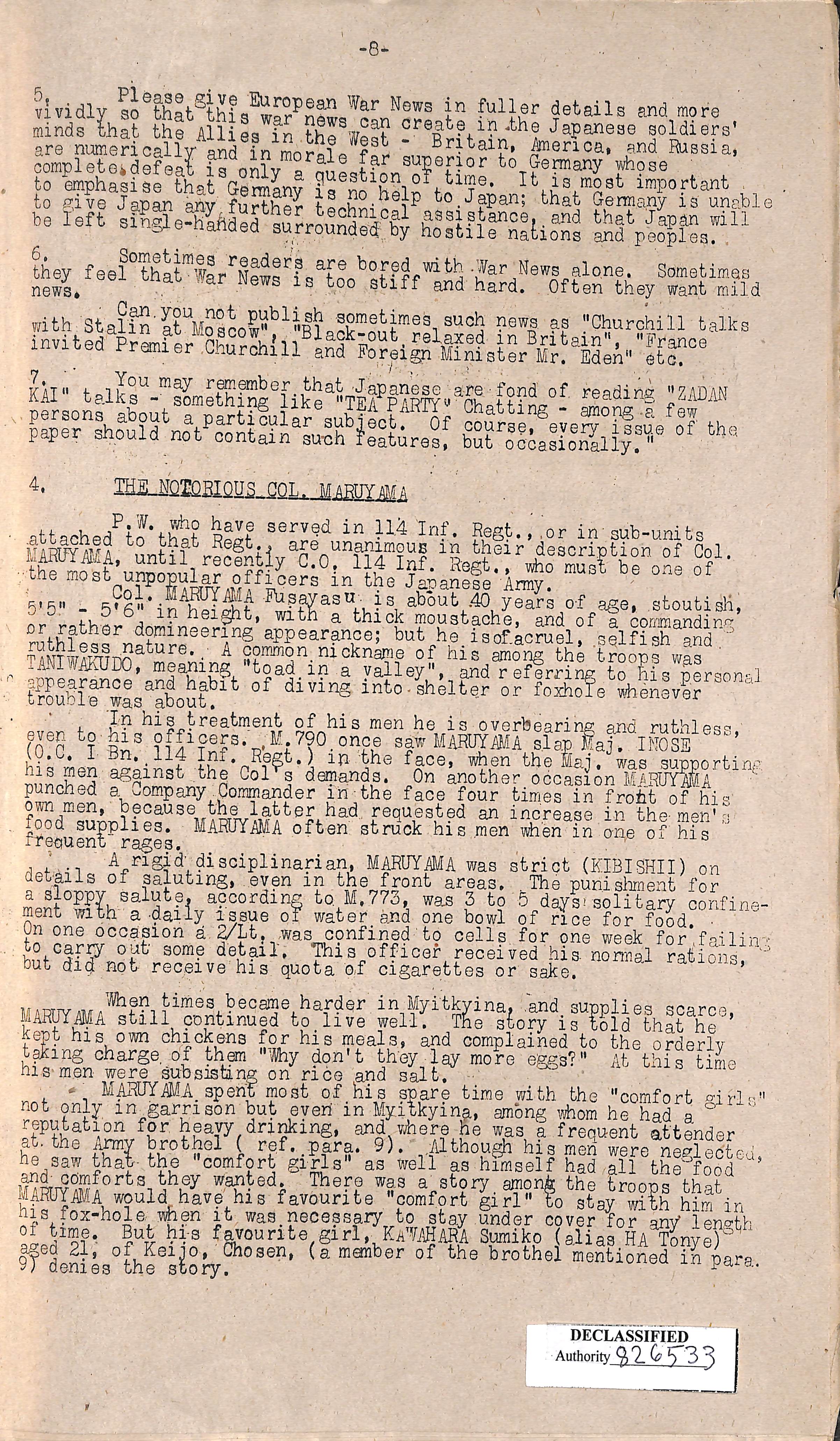 SEATIC Interrogation Bulletin No. 2_ Testimonies about Col. Maruyama