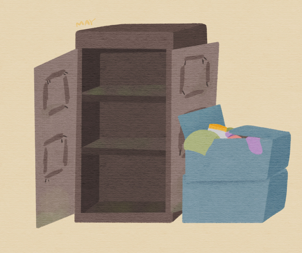 Park Ok-sun’s broken wardrobe and her blue storage box ⓒBaik Jung-mi
