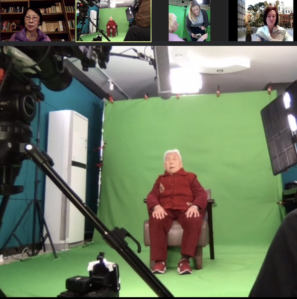 Peng Zhuying participating in an online interview for the documentary “Eternal Testimony of Chinese ‘Comfort Women’” © Peipei Qiu