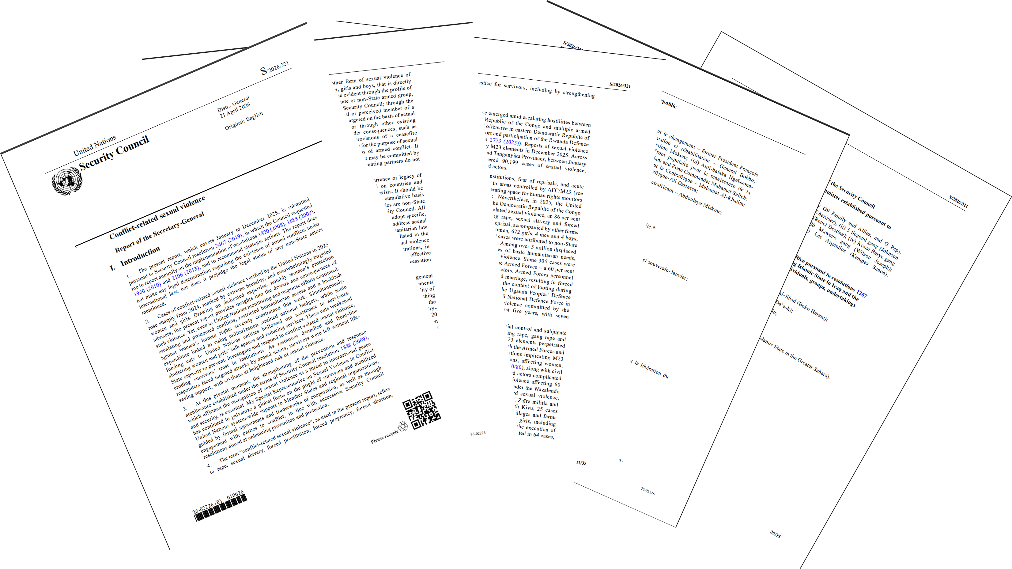 [Photo 3] An excerpt from the 2026 UN report Conflict-related sexual violence: Report of the Secretary-General, downloaded from the UN website.