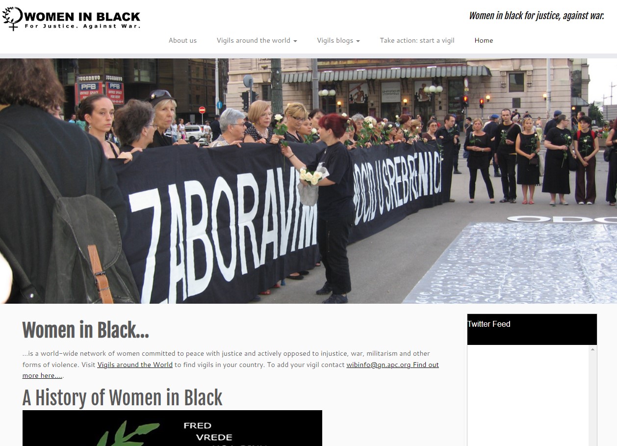위민 인 블랙 웹사이트(womeninblack.org) ⓒWomen in Black