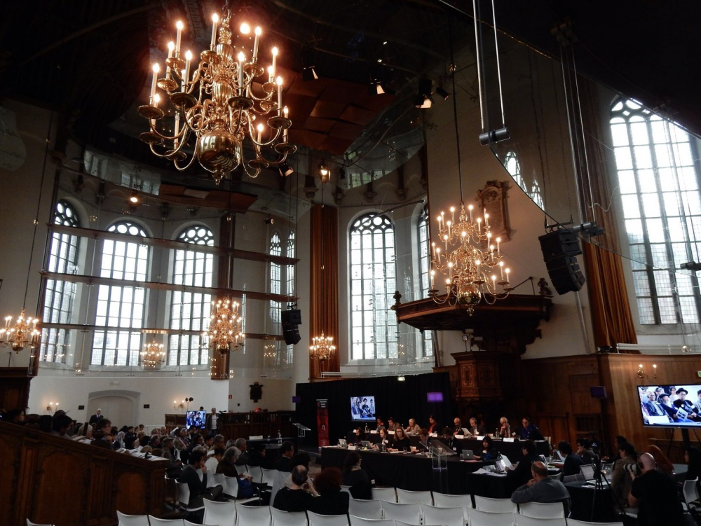 A panoramic view of the ‘international people’s tribunal on the Indonesian genocide of 1965’ hosted in The Hague, the Netherlands, 2015 (Photo from: Saskia Wieringa)